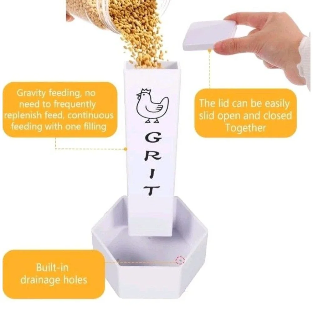 Chicken Oyster Shell Feeder and Grit Feeder Combo With Lid For Birds